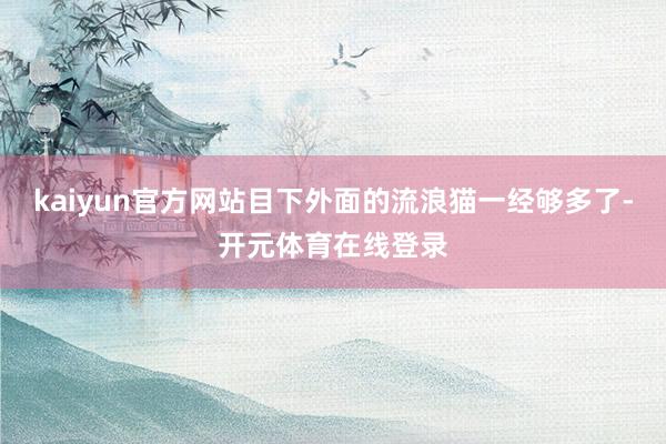 kaiyun官方网站目下外面的流浪猫一经够多了-开元体育在线登录