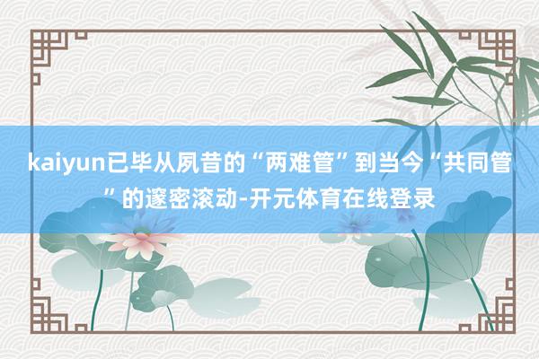 kaiyun已毕从夙昔的“两难管”到当今“共同管”的邃密滚动-开元体育在线登录